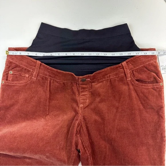 NWT Maternity Size 14 Brown Corduroy Ankle Pants with Belly Panel by Sonoma - Picture 7 of 11